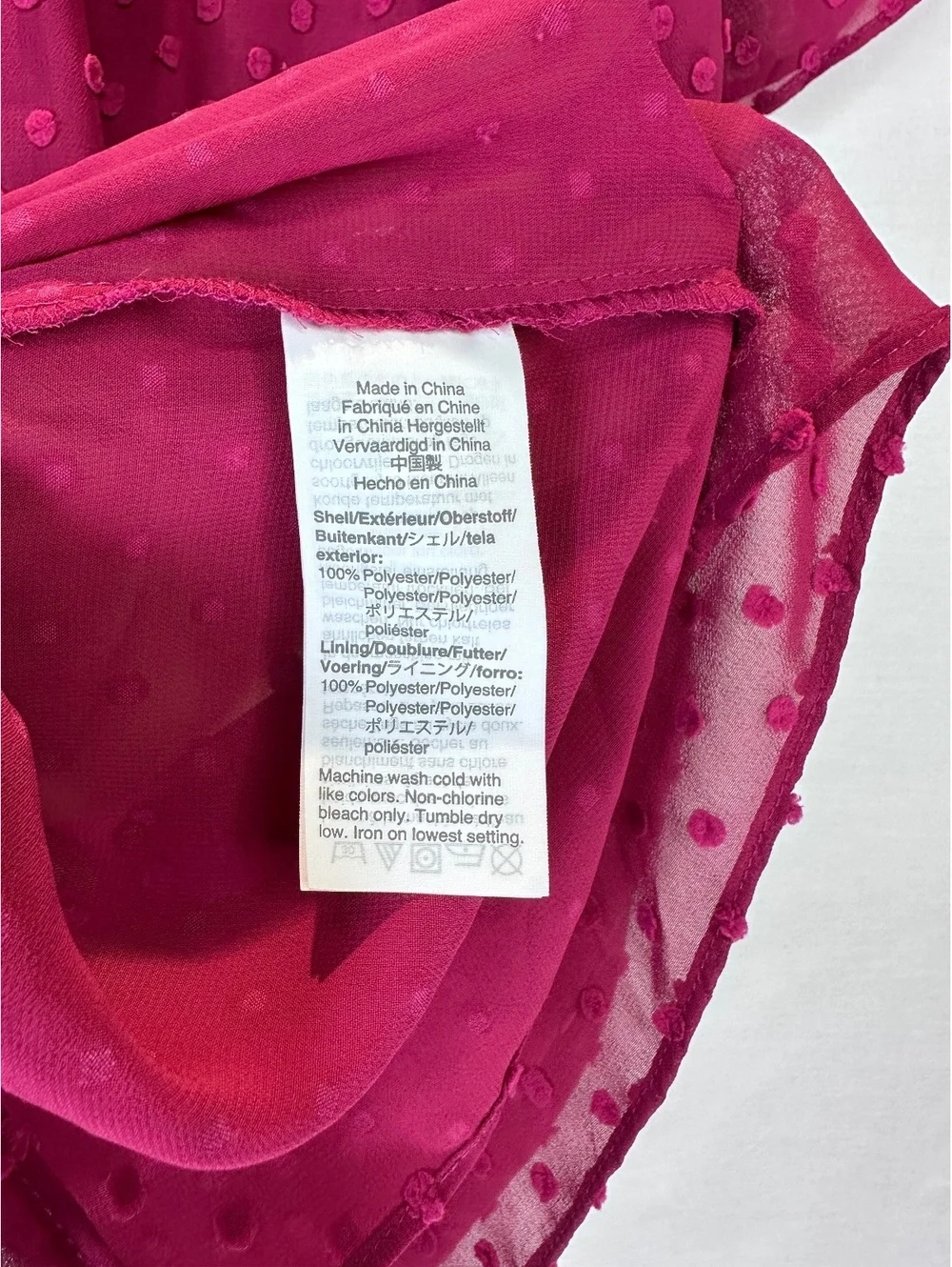 J.Crew Size XS Magenta Swiss Dot Ruffle Flutter Sleeve Blouse